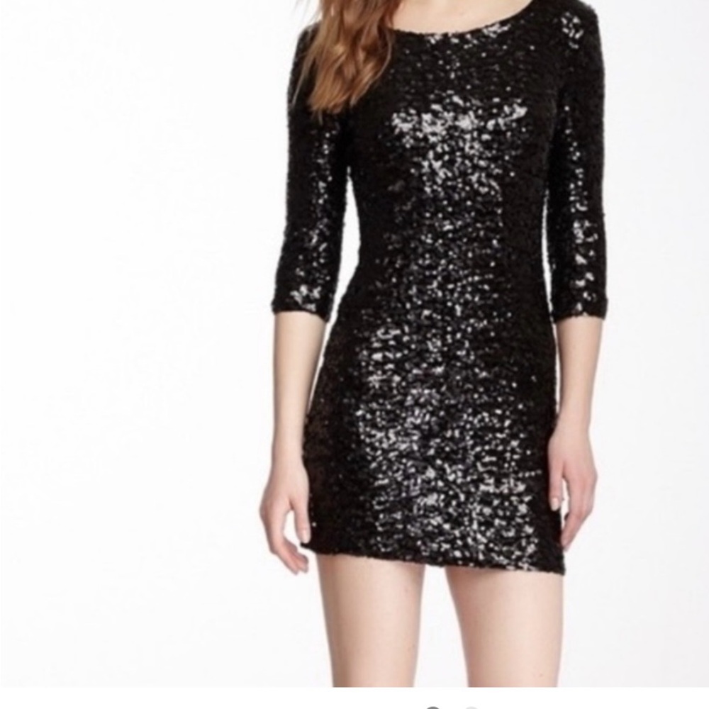 BB Dakota Black Sequin Mini Dress Sz XS
